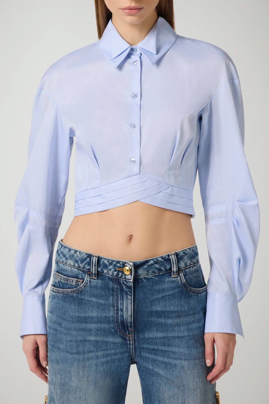 Elisabetta Franchi Camicia Donna in popeline con pieghe in vita