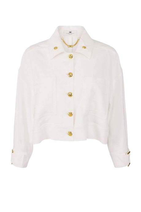 Elisabetta Franchi Giacca Donna in gabardina con bottoni gioiello