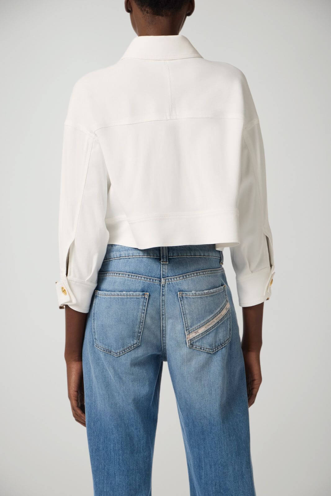 Elisabetta Franchi Giacca Donna in gabardina con bottoni gioiello