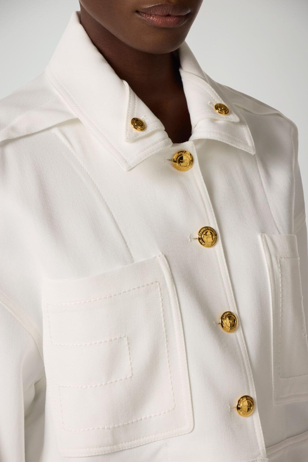 Elisabetta Franchi Giacca Donna in gabardina con bottoni gioiello