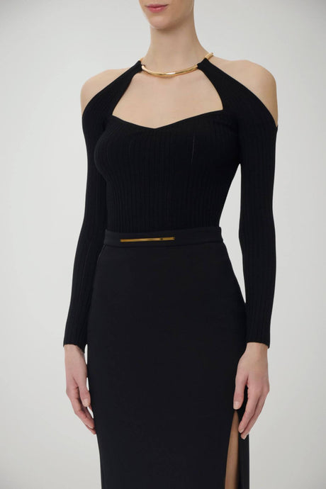 Elisabetta Franchi Maglia Donna scollo americano con dettaglio gioiello