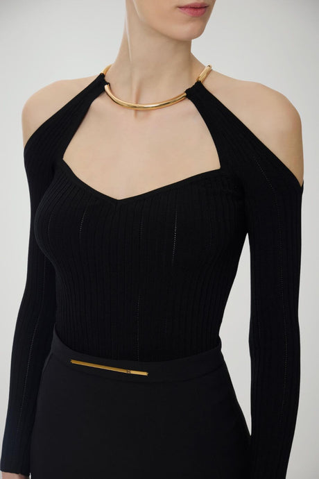 Elisabetta Franchi Maglia Donna scollo americano con dettaglio gioiello