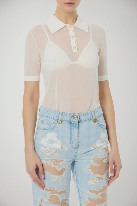 Elisabetta Franchi Polo Donna in filo maniche corte