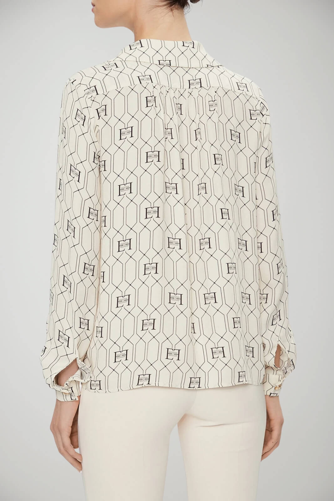 Blusa Elisabetta Franchi con stampa monogram e foulard retro