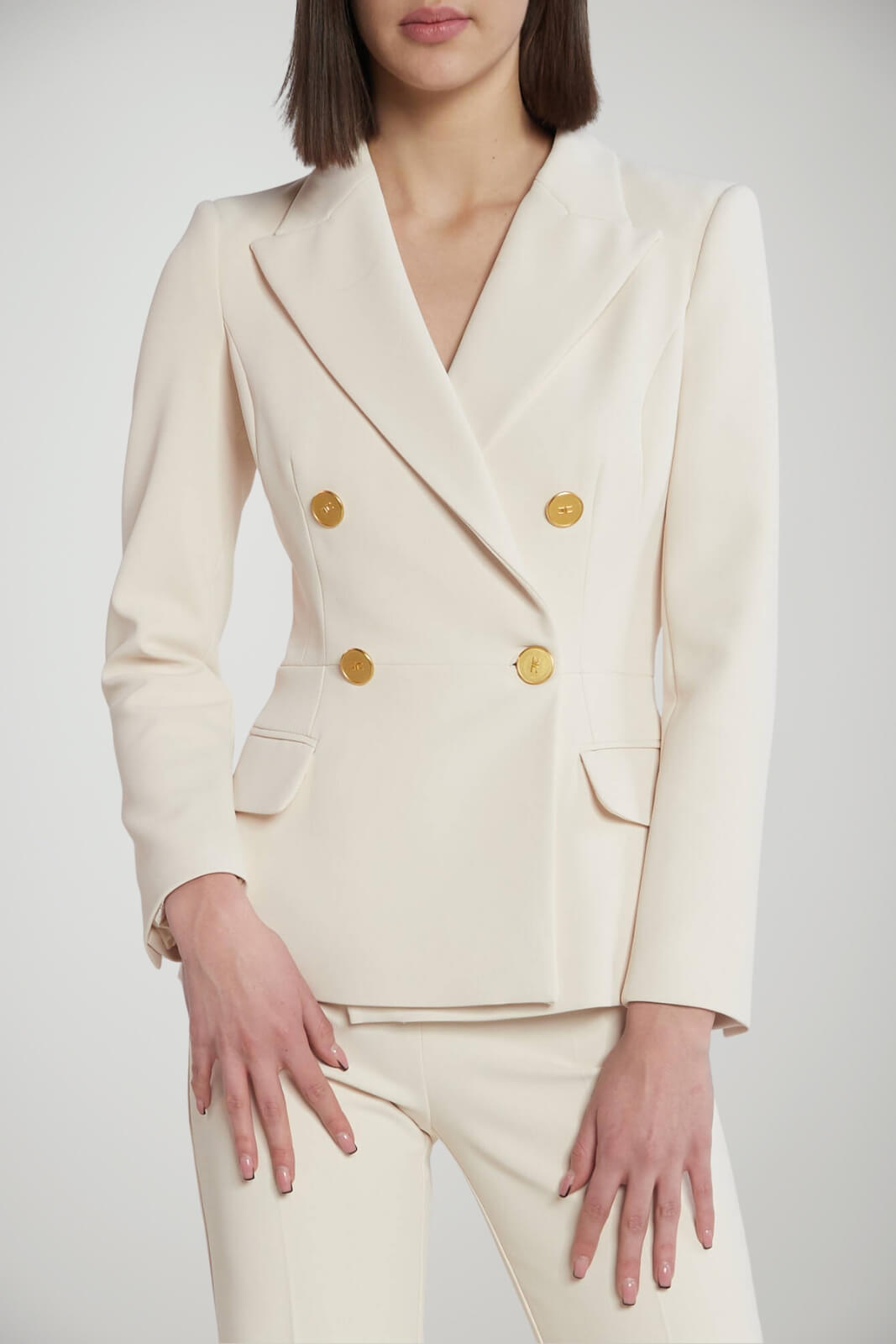 Giacca da donna Elisabetta Franchi doppiopetto in crepe fronte 1