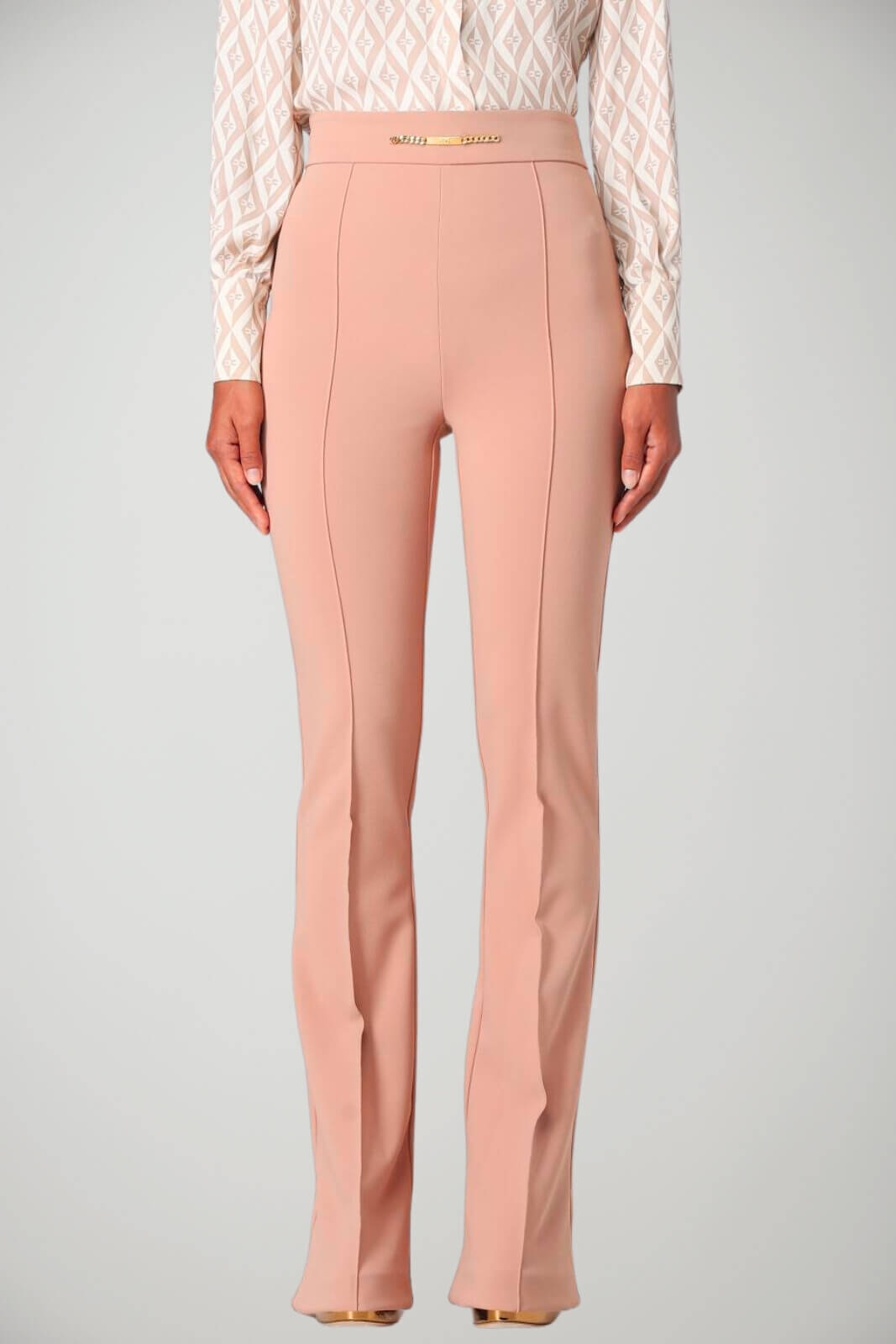 Pantaloni donna Elisabetta Franchi a palazzo con morsetto fronte 1