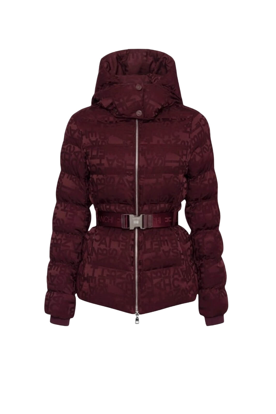 Elisabetta Franchi Women's Down Jacket with Belt and All-Over Monogram