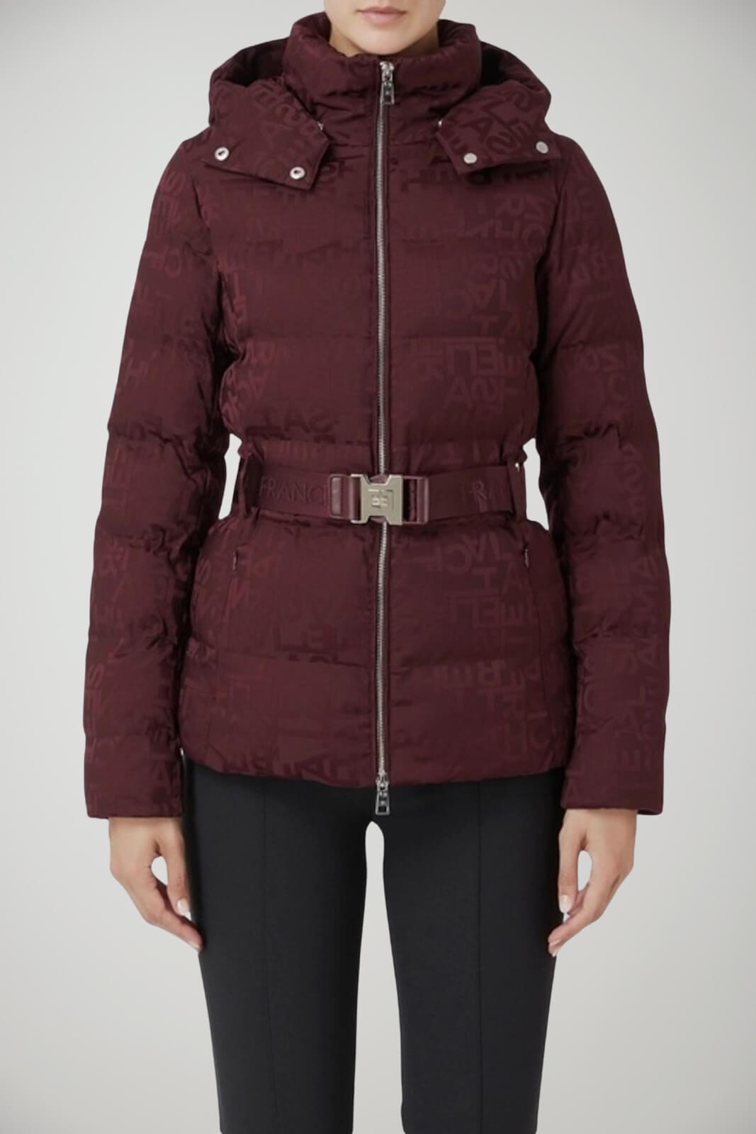 Piumino da donna Elisabetta Franchi con cintura fronte 1