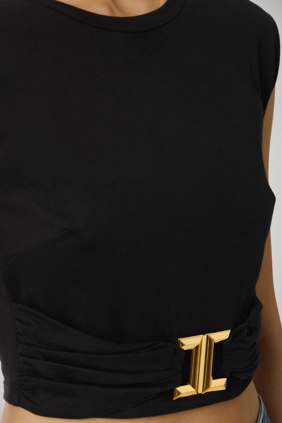 Elisabetta Franchi T-Shirt Donna smanicata con gioiello