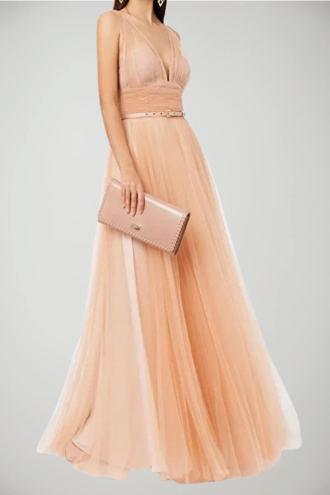Abito lungo da donna Elisabetta Franchi in tulle con cintura