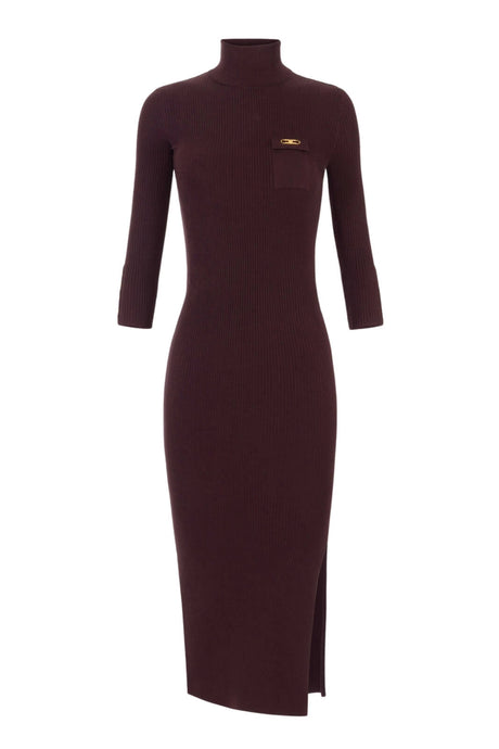 Abito da donna Elisabetta Franchi in maglia collo a dolcevita fronte