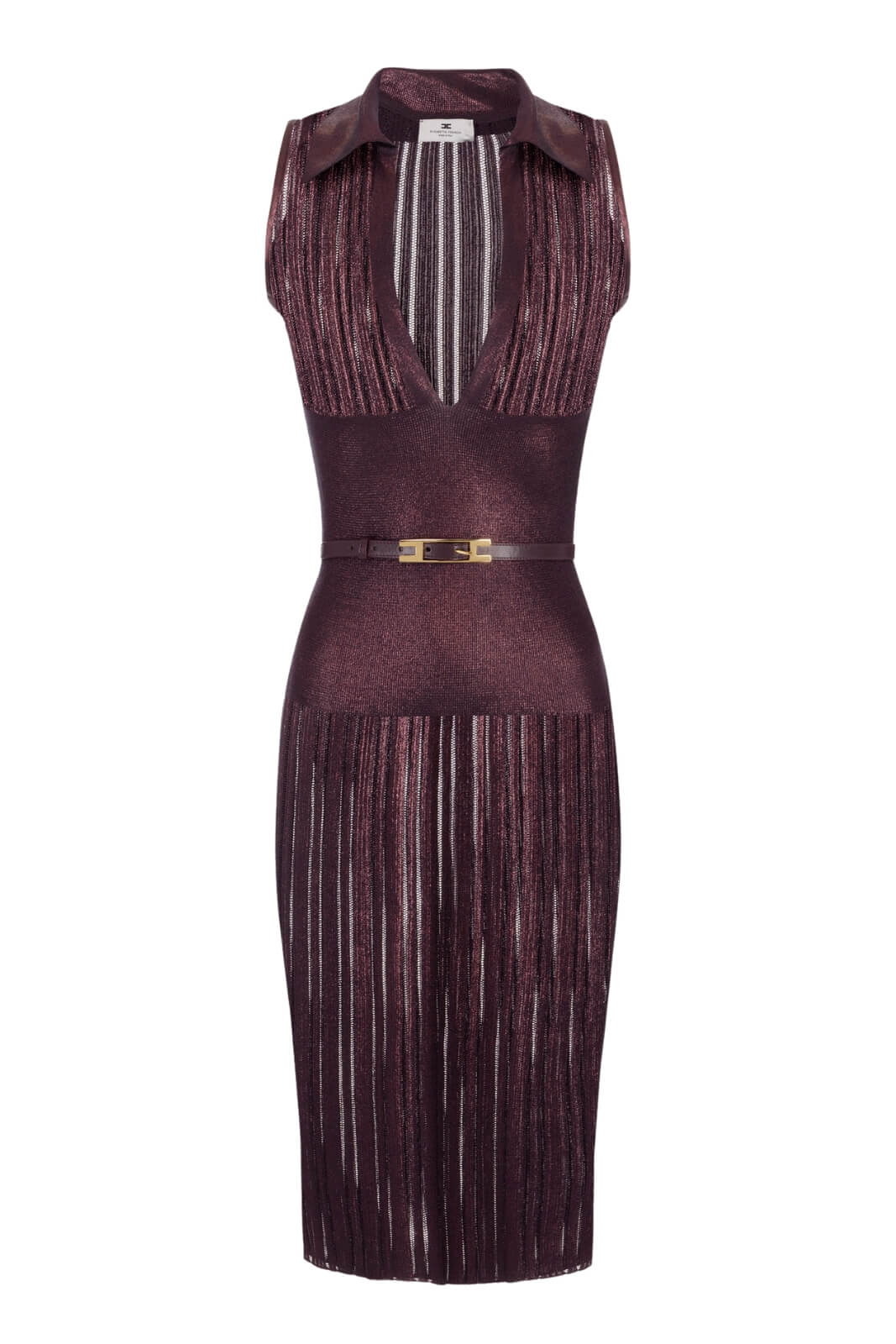Abito donna Elisabetta Franchi smanicato in maglia laminata e scollo a V fronte