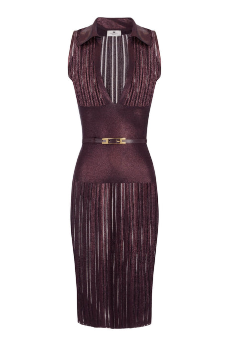 Abito donna Elisabetta Franchi smanicato in maglia laminata e scollo a V fronte