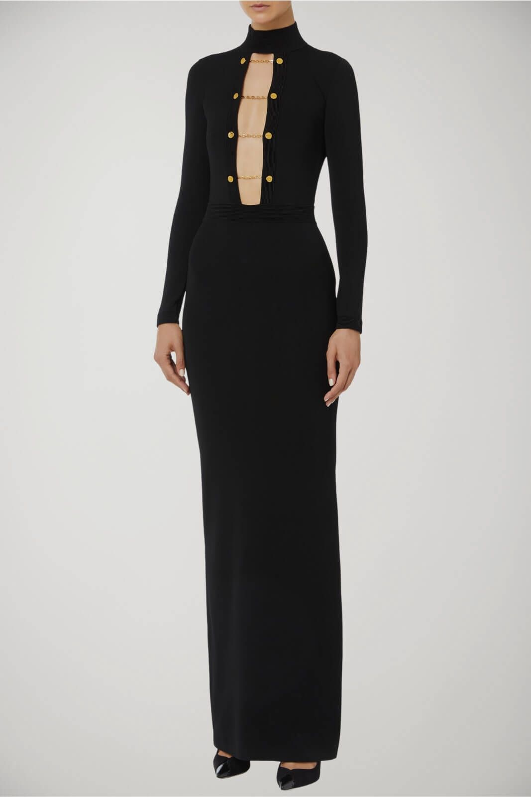 Abito da donna in viscosa Elisabetta Franchi lungo con gemelli fronte 1