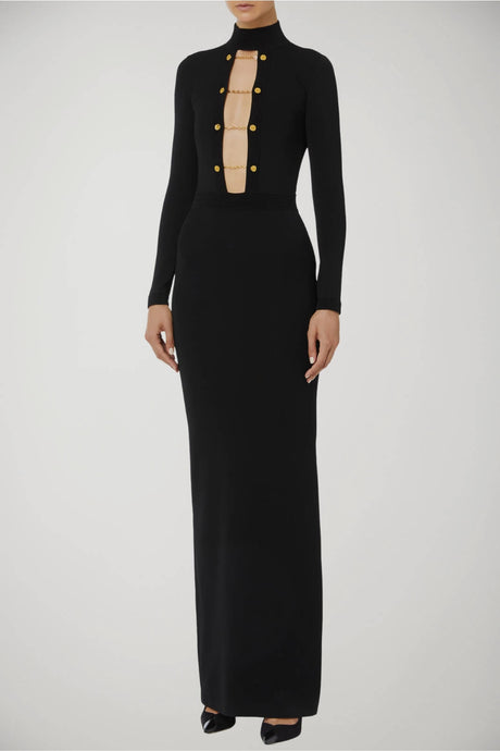Abito da donna in viscosa Elisabetta Franchi lungo con gemelli fronte 1