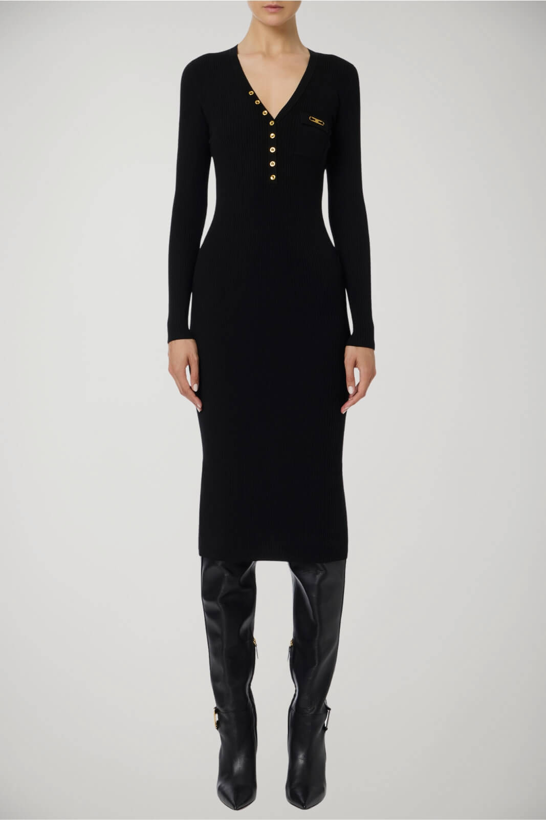 Abito da donna Elisabetta Franchi tubino in maglia a costine fronte 1