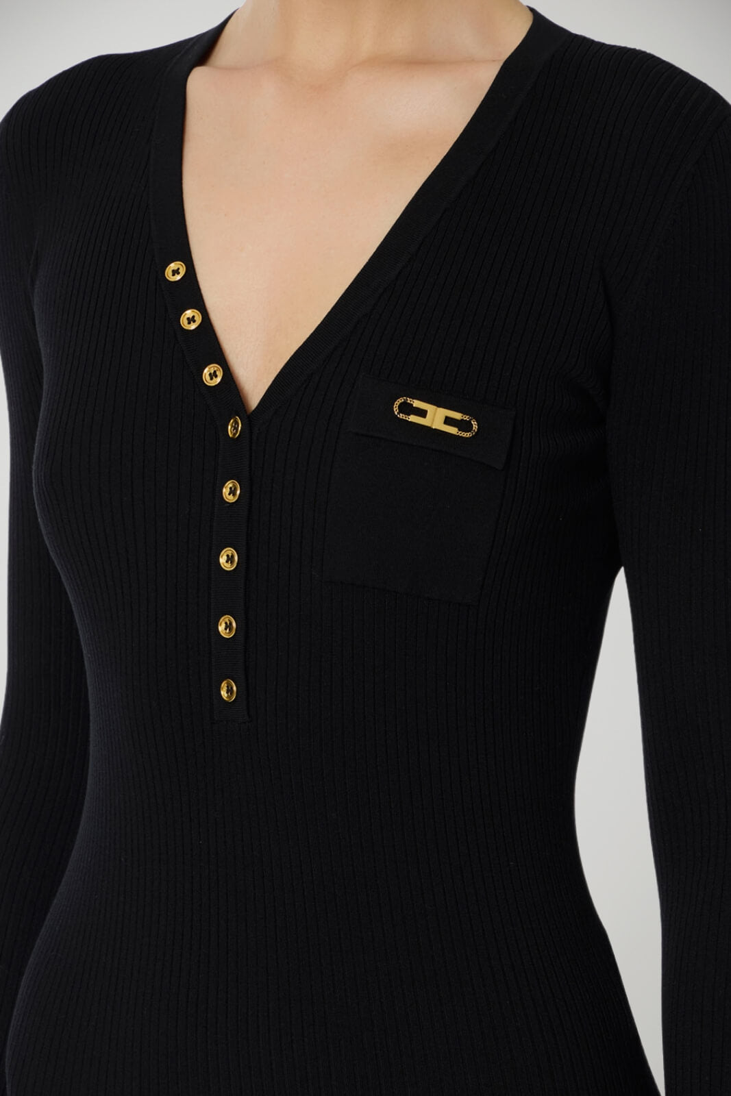 Abito da donna Elisabetta Franchi tubino in maglia a costine dettaglio