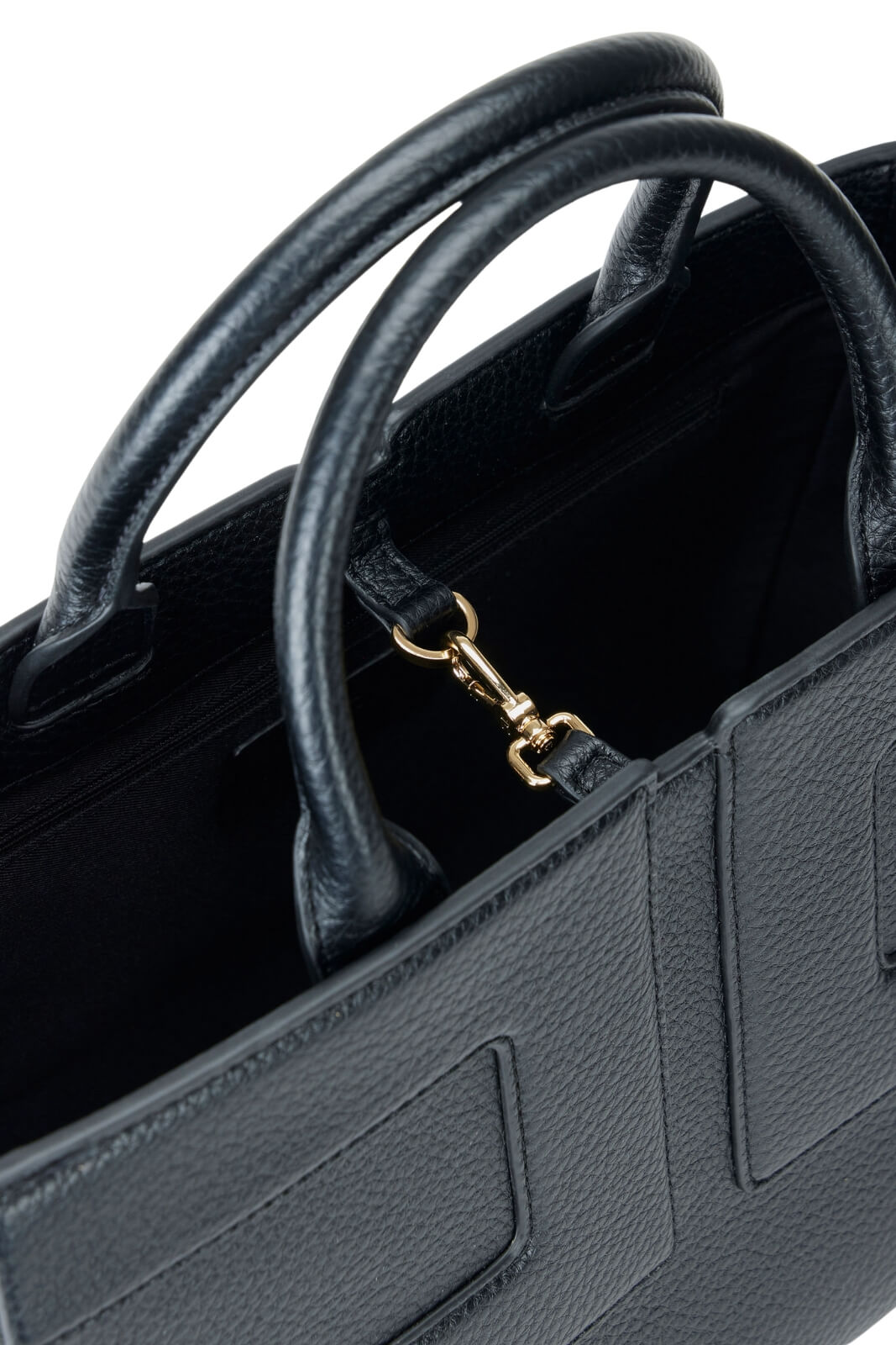 Borsa da donna Elisabetta Franchi shopper con maxi logo in ecopelle martellata dettaglio