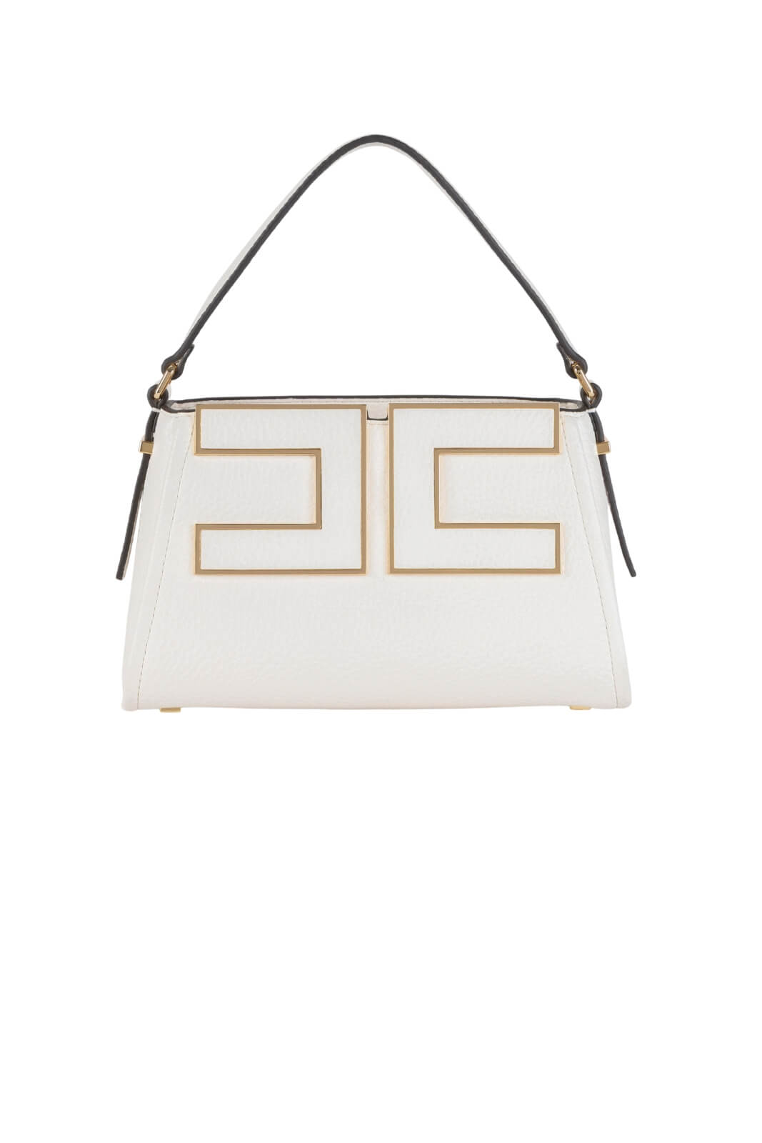 Borsa tote da donna Elisabetta Franchi con logo e tracolla fronte color burro