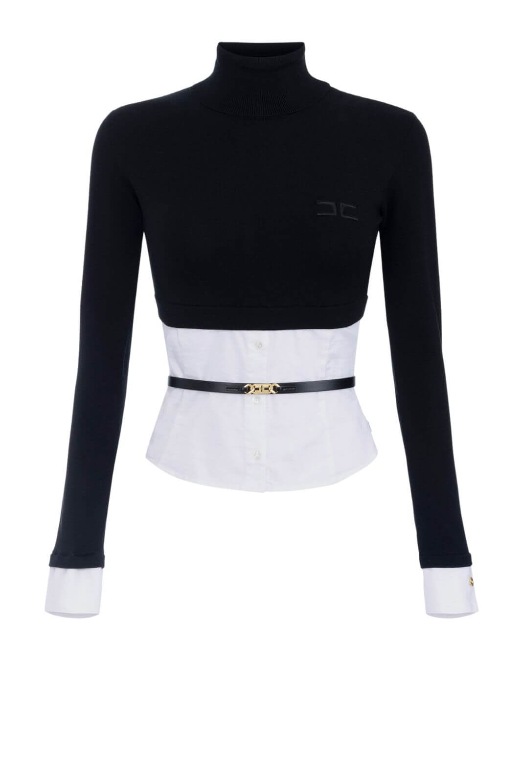 Elisabetta Franchi Maglia Donna effetto doppio capo con cintura