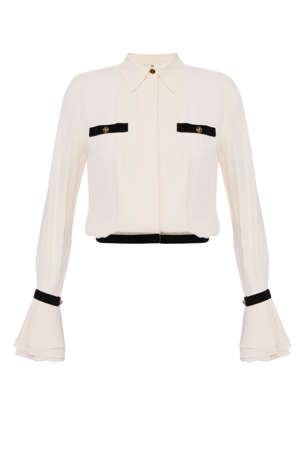 Camicia da donna Elisabetta Franchi in georgette con polsi a campana fronte