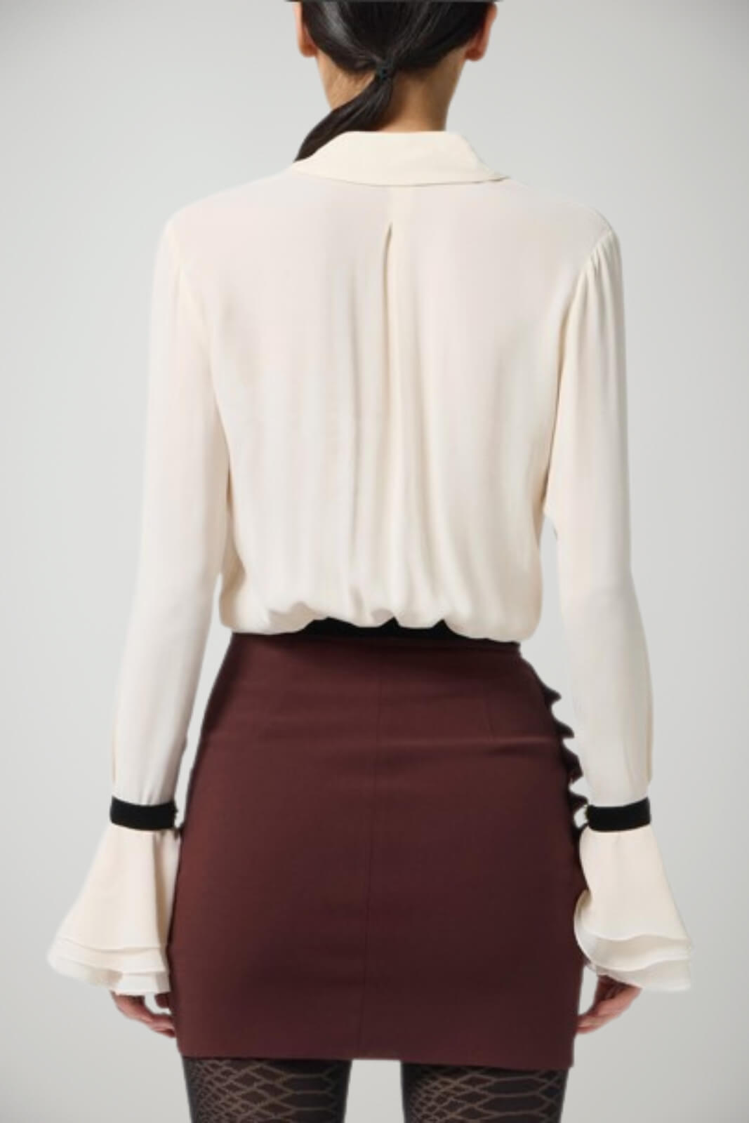 Camicia da donna Elisabetta Franchi in georgette con polsi a campana retro