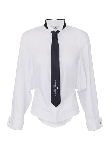 Camicia da donna Elisabetta Franchi in popeline con cravatta fronte