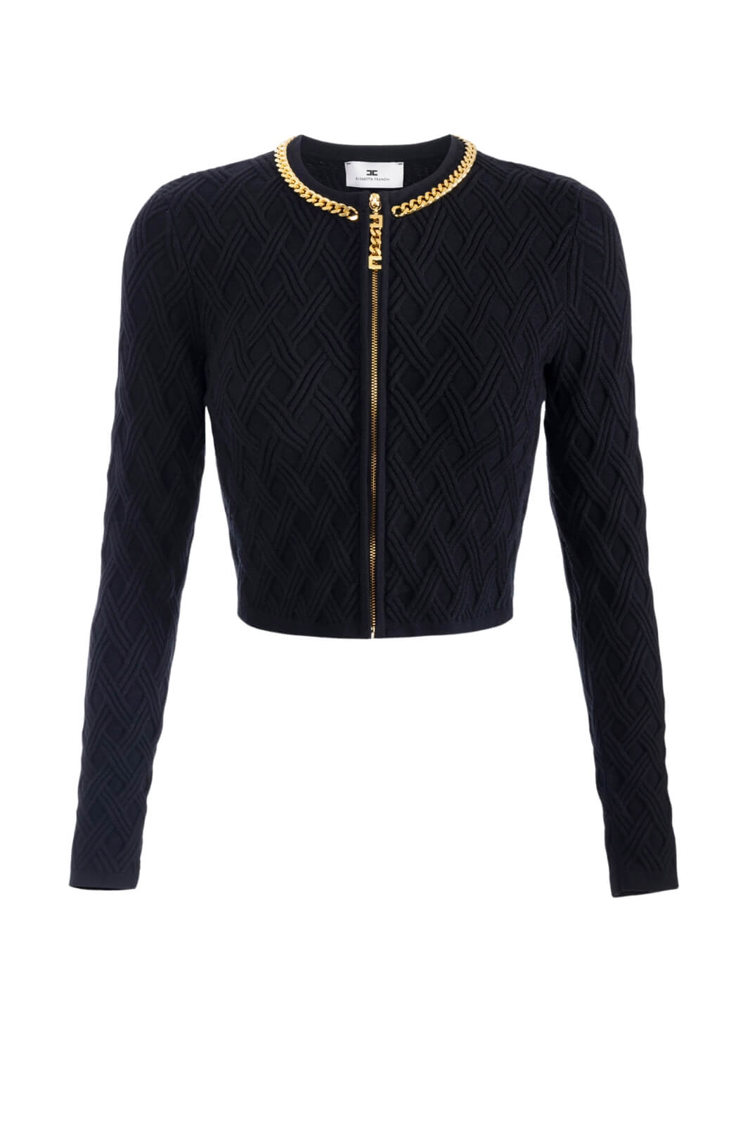 Cardigan da donna Elisabetta Franchi con collana e texture a rombi fronte