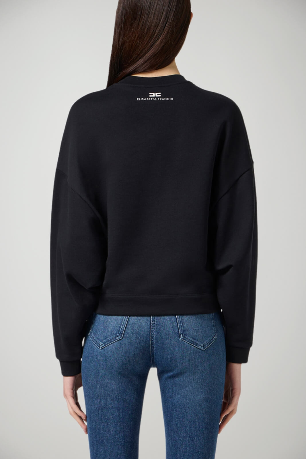 Felpa da donna Elisabetta Franchi a girocollo con maxi stampa lettering retro