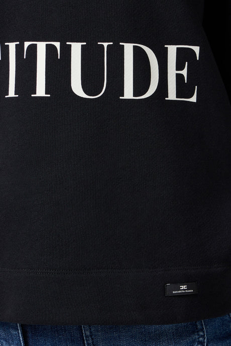 Felpa da donna Elisabetta Franchi a girocollo con maxi stampa lettering dettaglio