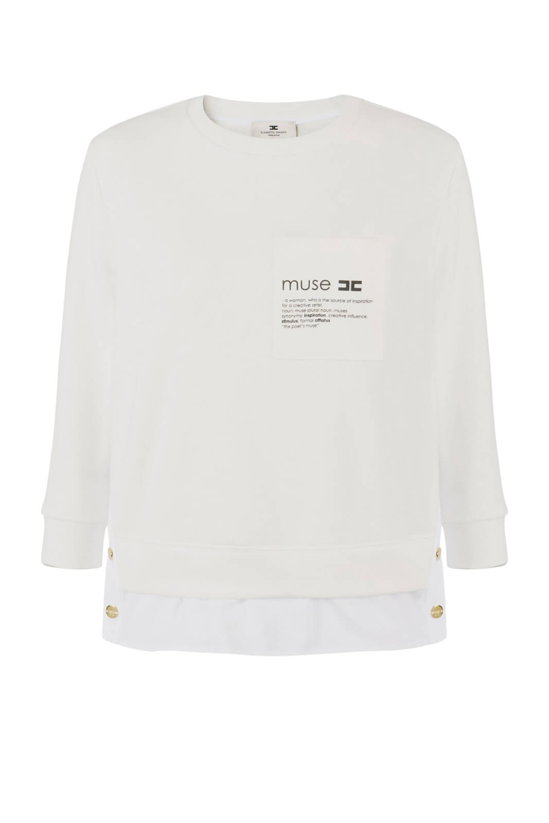 Felpa da donna Elisabetta Franchi con stampa ed inserto in popeline fronte