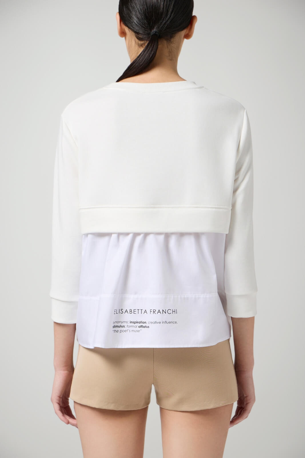 Felpa da donna Elisabetta Franchi con stampa ed inserto in popeline retro