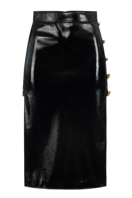 Gonna Elisabetta Franchi in ecopelle vinilica con bottoni laterali fronte
