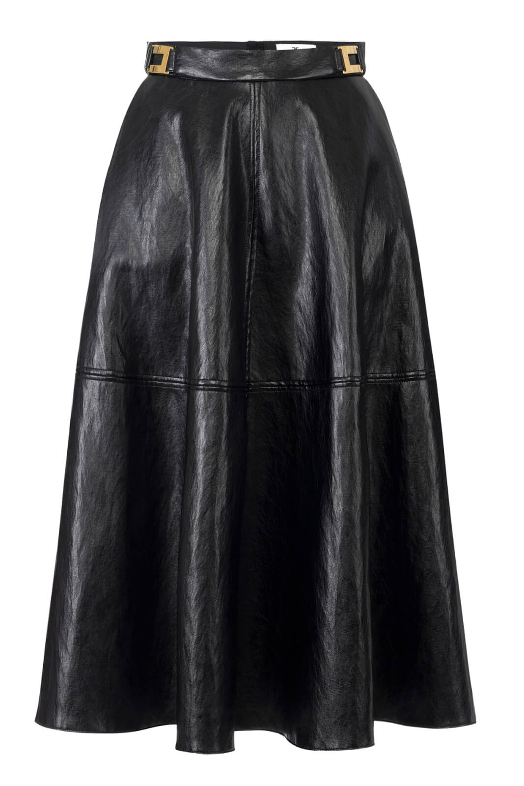 Gonna Elisabetta Franchi a ruota in ecopelle con fondo svasato fronte