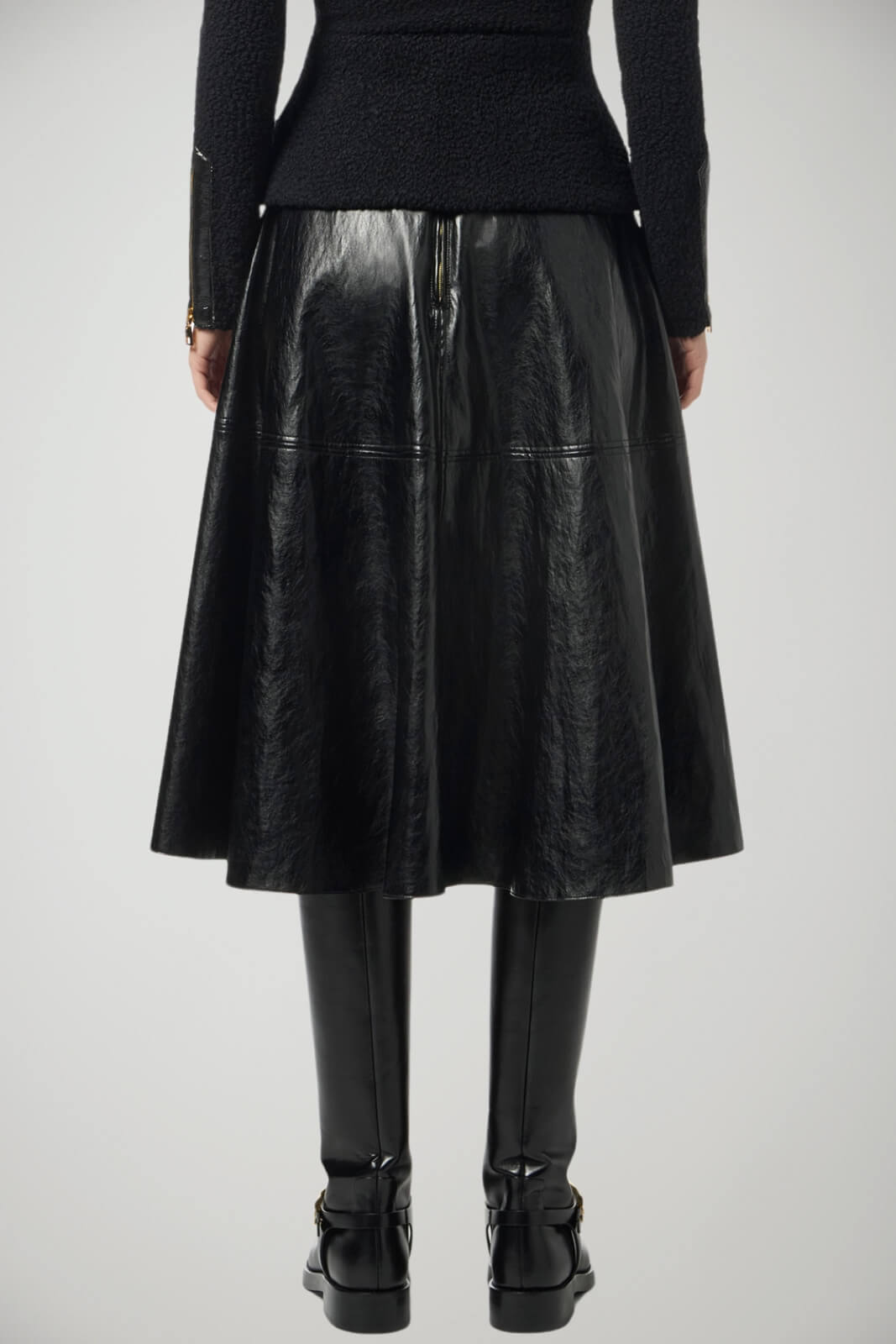 Gonna Elisabetta Franchi a ruota in ecopelle con fondo svasato retro