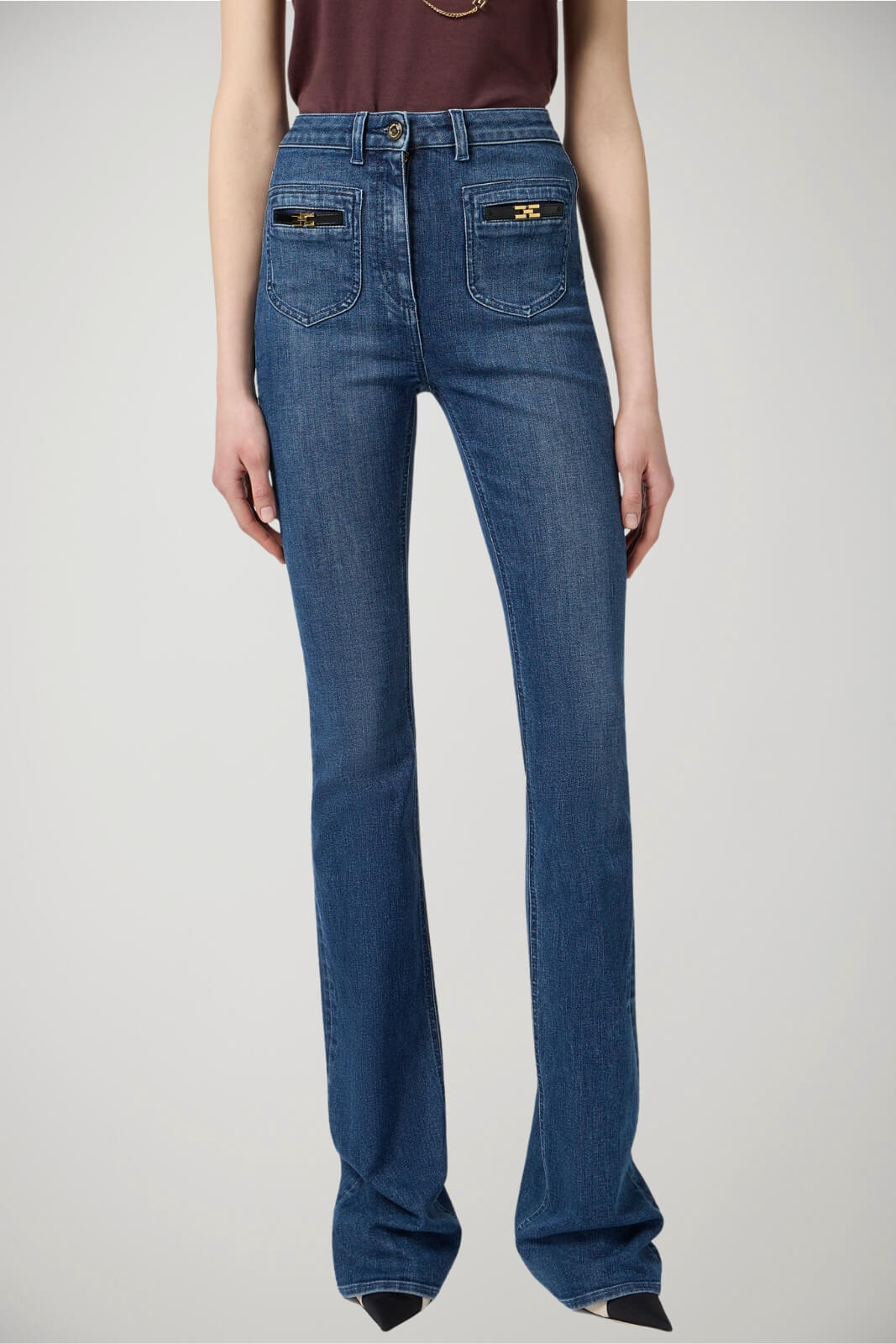 Jeans da donna Elisabetta Franchi bootcut slim fit fronte 1