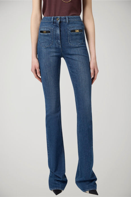 Jeans da donna Elisabetta Franchi bootcut slim fit fronte 1