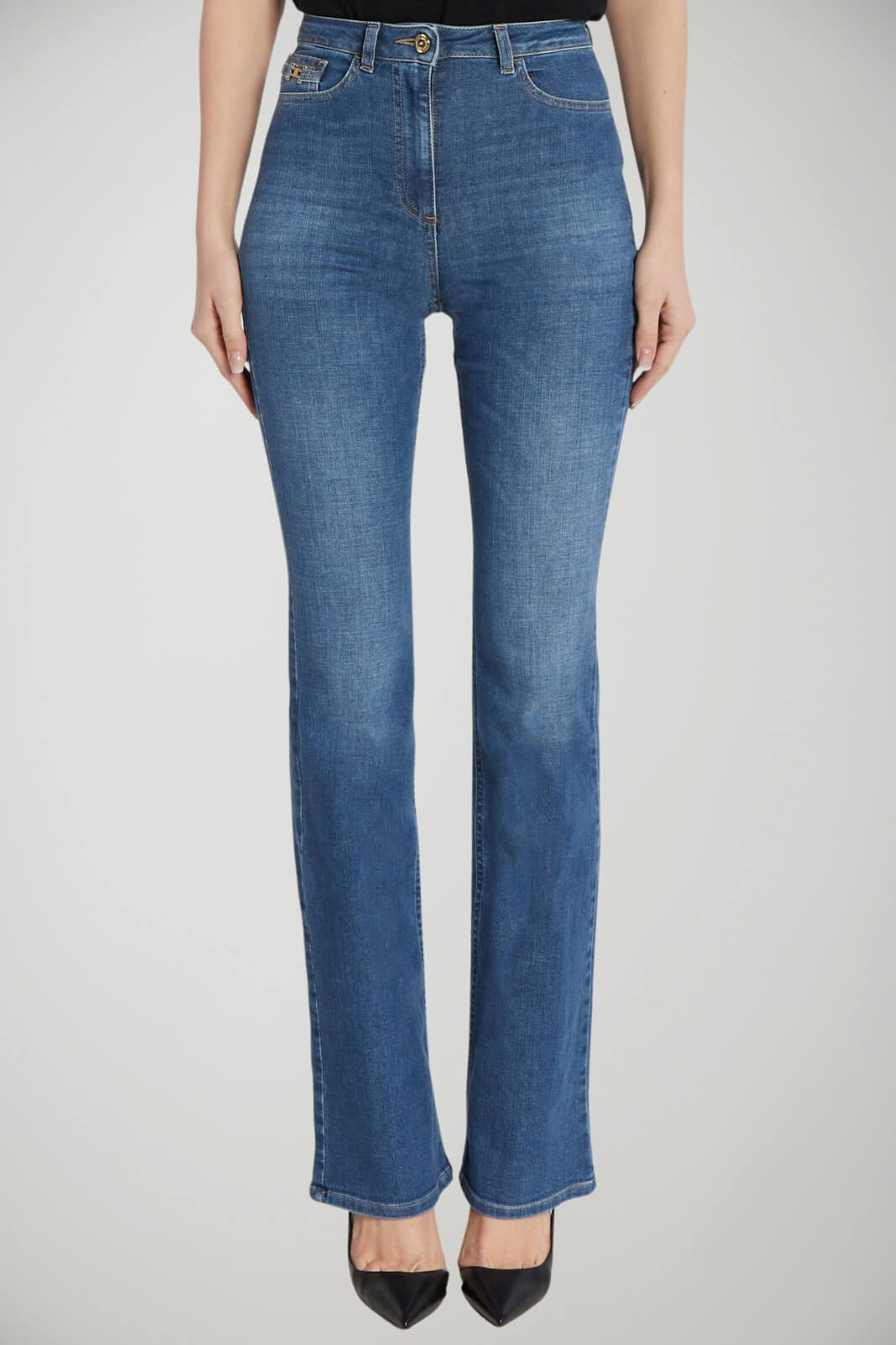 Jeans donna Elisabetta Franchi flare a zampetta fronte 1