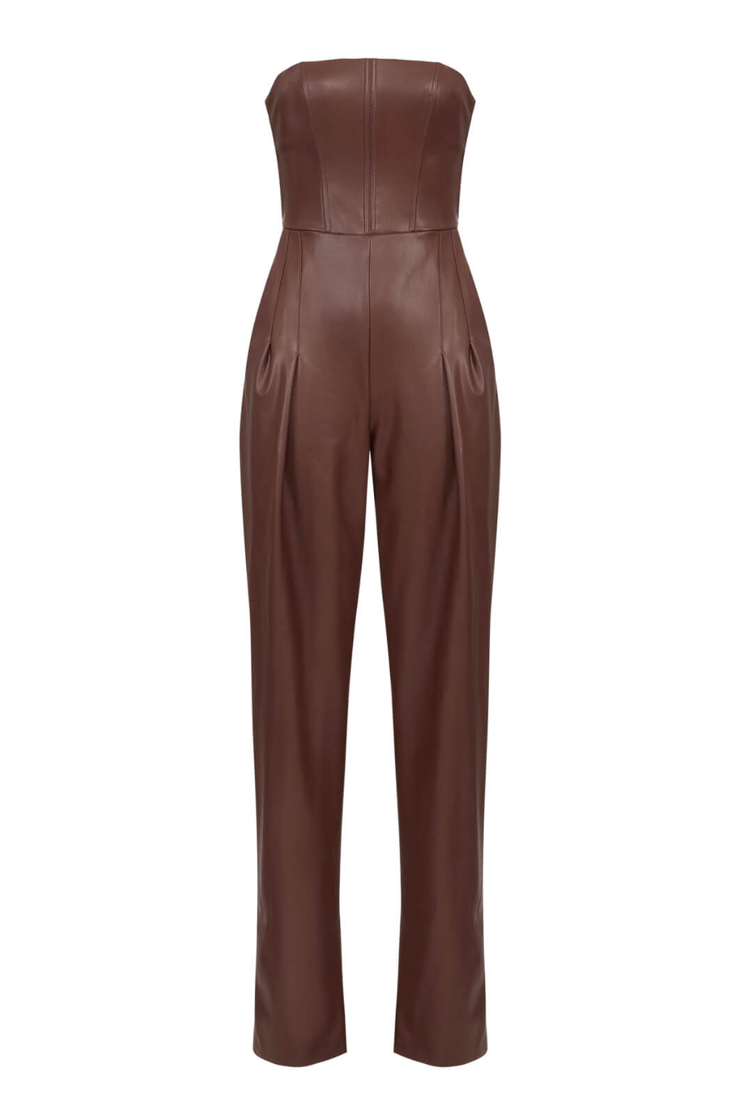 Tuta da donna Elisabetta Franchi in ecopelle con collo bustier fronte