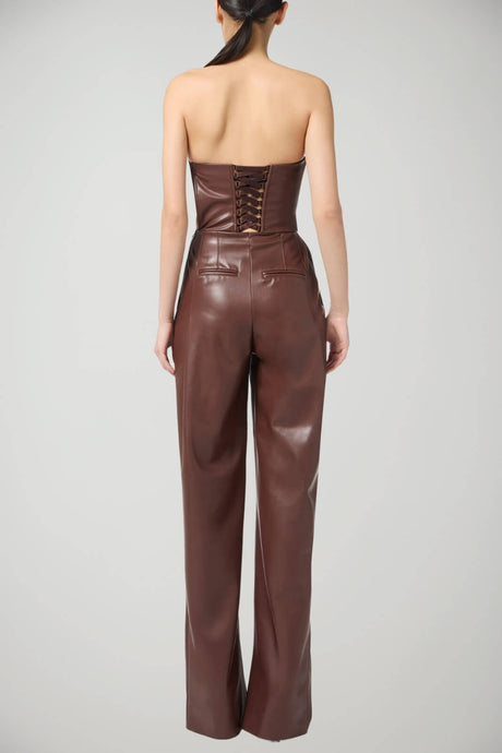 Tuta da donna Elisabetta Franchi in ecopelle con collo bustier retro