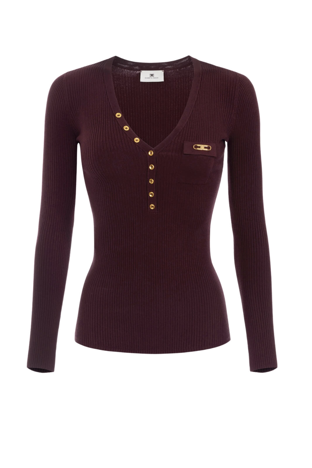 Maglia da donna Elisabetta Franchi scollo a V a costine fronte