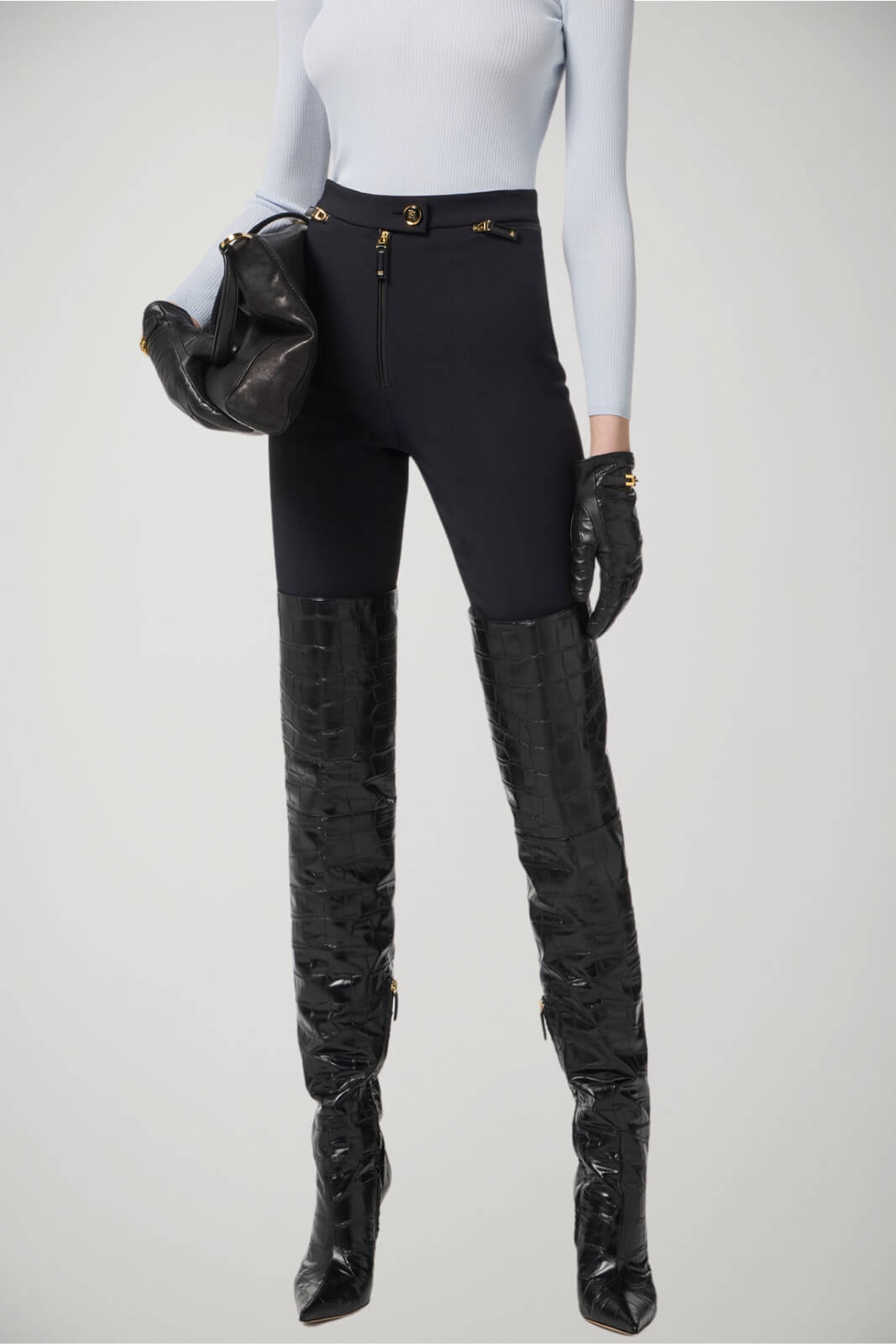 Pantaloni da donna Elisabetta Franchi in crepe con dettaglio zip fronte 1