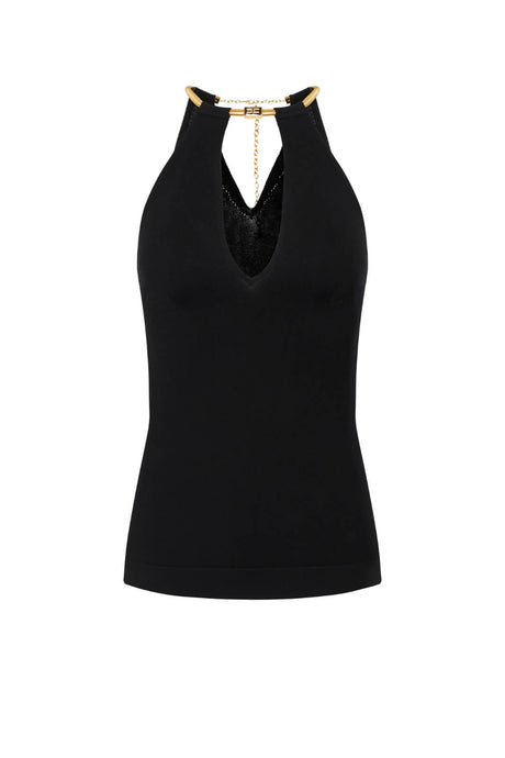 Top da donna Elisabetta Franchi con collana snake fronte color nero