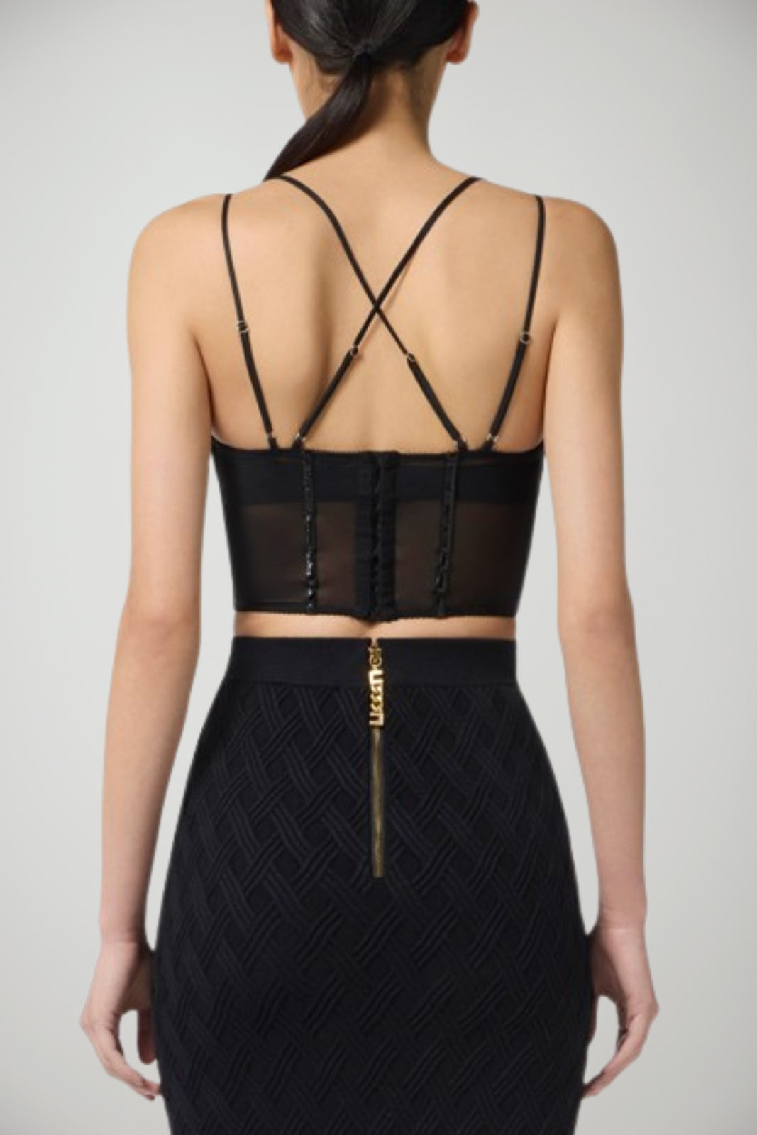 Top da donna Elisabetta Franchi in neoprene con spalline e corsetto retro