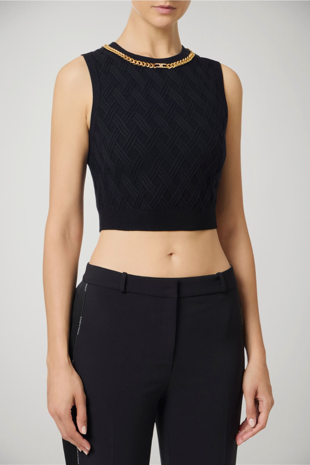 Top da donna Elisabetta Franchi a rombi con catena fronte 1
