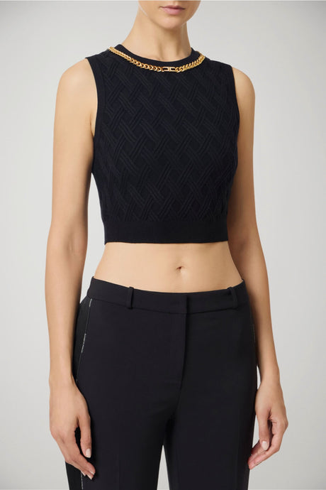 Top da donna Elisabetta Franchi a rombi con catena fronte 1