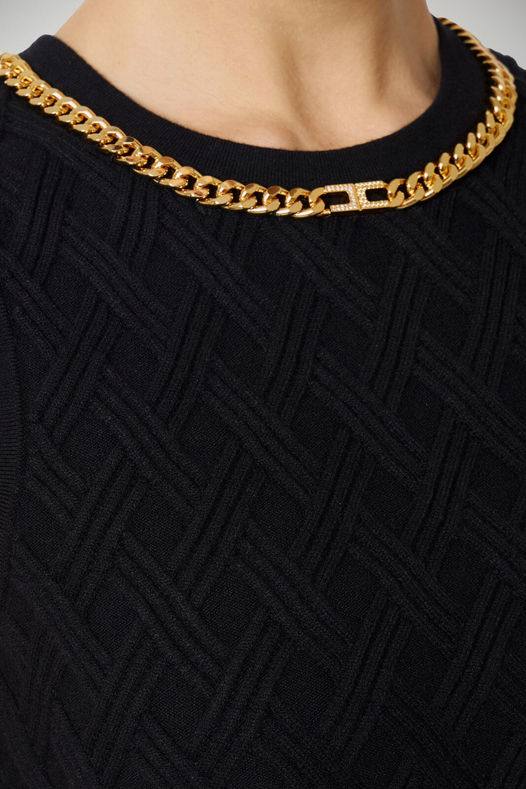 Top da donna Elisabetta Franchi a rombi con catena dettaglio