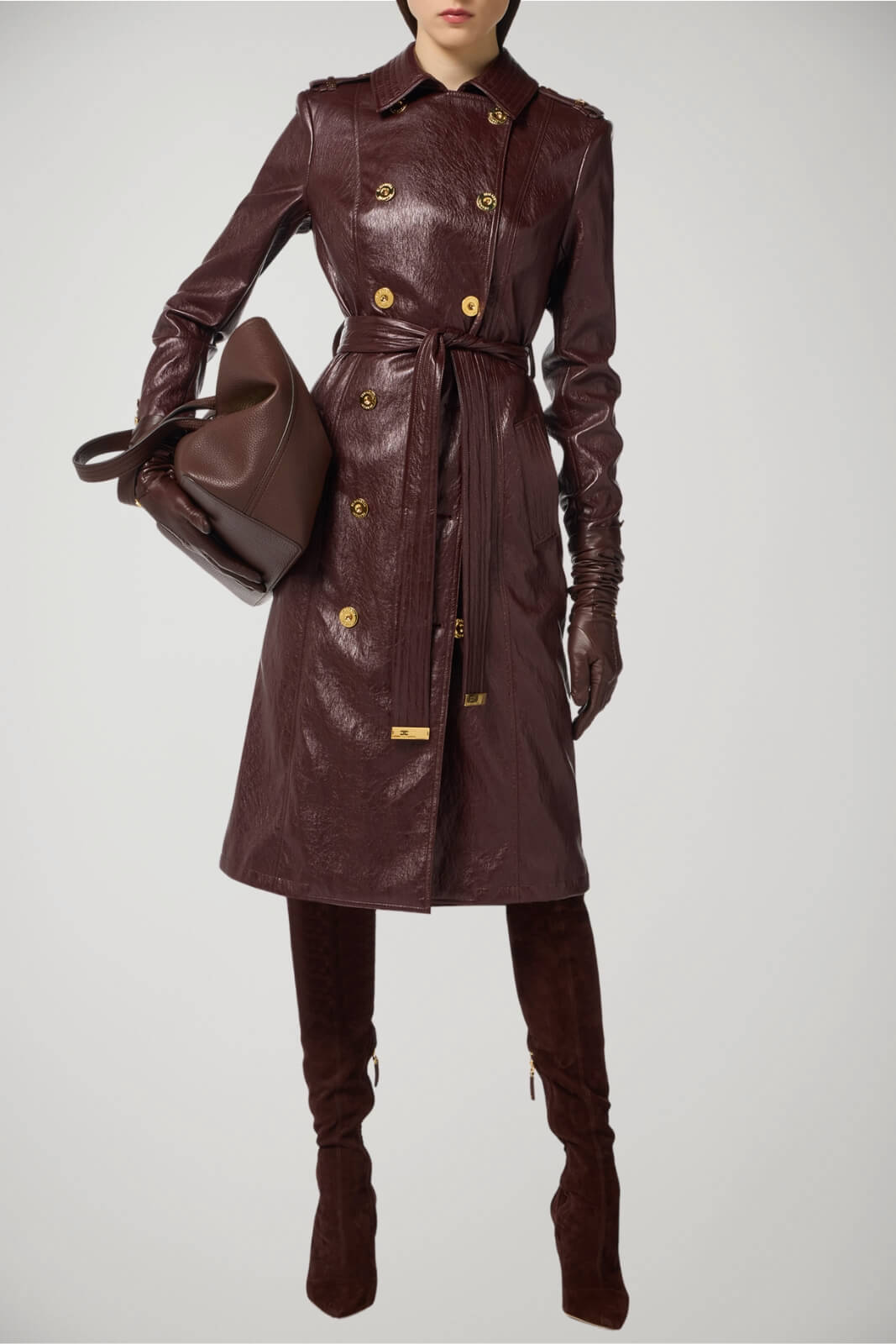 Elisabetta Franchi Trench Donna in ecopelle con cintura