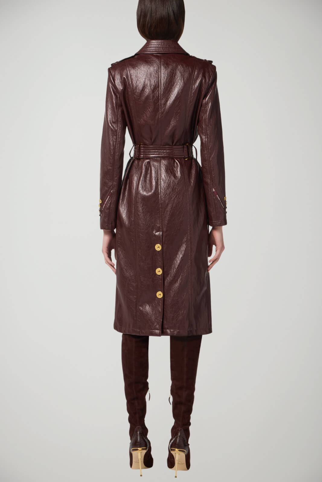 Gabardina de piel sintética con cinturón para mujer de Elisabetta Franchi