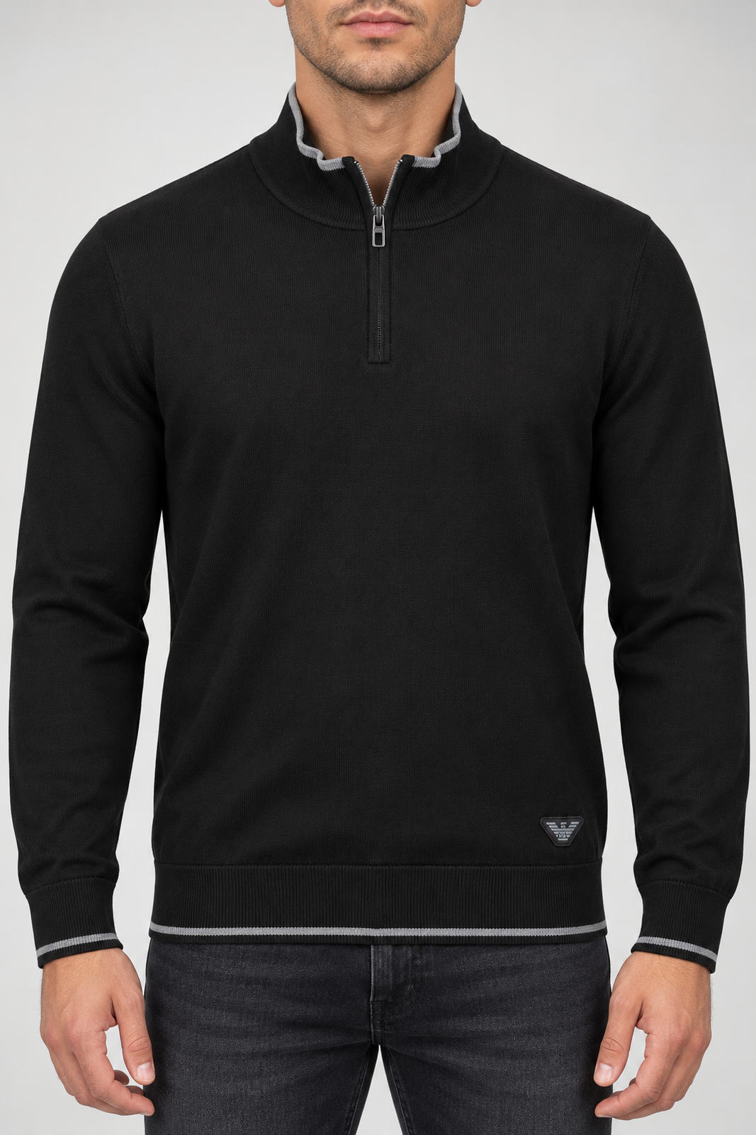 Emporio Armani Maglia Uomo half zip con dettagli a contrasto